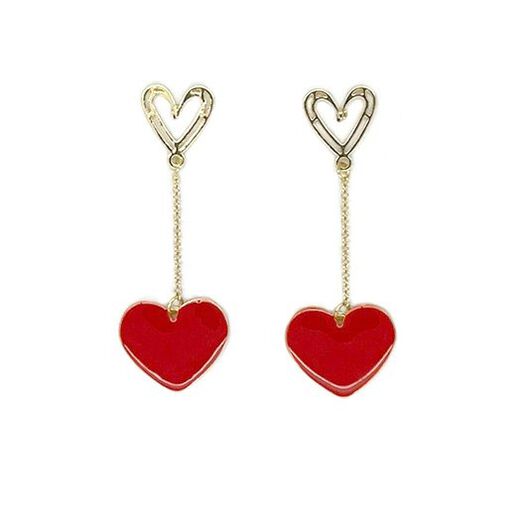 Enamel heart drop earrings
